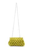 Quilted Satin Clutch Bag - Lime Green