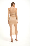 Diana Shimmery Mesh Midi Dress - Nude