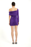One Shoulder Gathered Dress - Purple