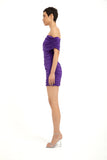 One Shoulder Gathered Dress - Purple