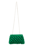 Quilted Satin Clutch Bag - Green
