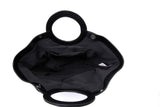 Top Handle Shimmer Fan Tote Bag - Shimmery Black