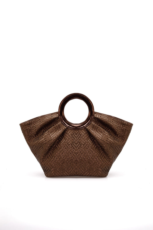 Top Handle Shimmer Fan Tote Bag - Shimmery Brown