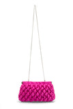 Quilted Satin Clutch Bag - Fuchsia Pink