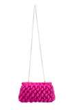 Quilted Satin Clutch Bag - Fuchsia Pink