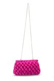 Quilted Satin Clutch Bag - Fuchsia Pink
