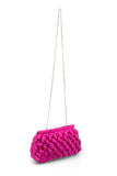 Quilted Satin Clutch Bag - Fuchsia Pink
