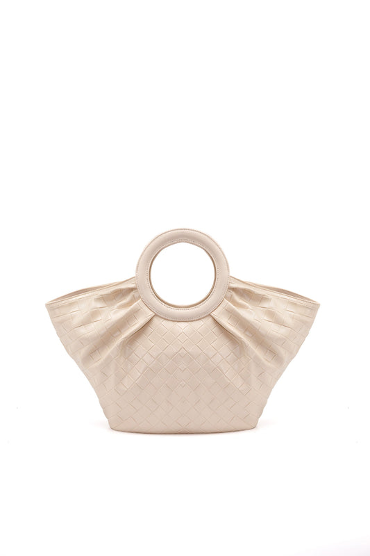 Top Handle Fan Tote Bag - Rich Cream