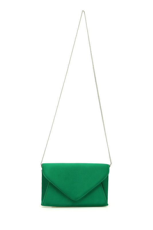 Recycled Satin Clutch Bag - Green