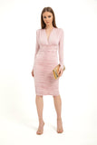 Draped Midi Dress - Pink
