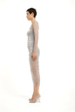 Diana Shimmery Mesh Midi Dress - Grey