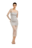 Diana Shimmery Mesh Midi Dress - Grey