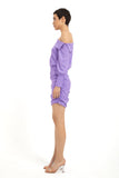 One Shoulder Mini Crepe Shirt Dress - Lilac