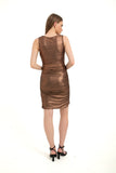 Cowl Neck Metallic Mini Dress - Copper