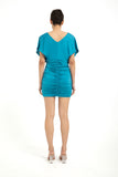 V-Neck Gathered Dress - Teal