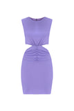 Cut Out Crepe Mini Dress - Lilac