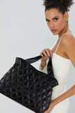 Quilted Shimmer Tote Bag - Black