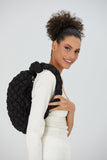 Quilted Nylon Shoulder Bag - Black
