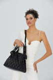 Quilted Shimmer Tote Bag - Black