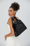Quilted Shimmer Tote Bag - Black