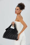 Quilted Shimmer Tote Bag - Black