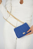 Quilted Plant Based Crossbody Bag - Blue