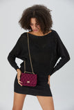 Recycled Quilted Satin Crossbody Bag - Burgundy