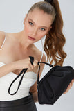 Satin Pouch Crossbody Bag - Black