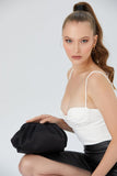 Satin Pouch Crossbody Bag - Black