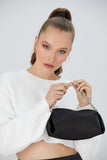 Recycled Satin Evening Bag - Black