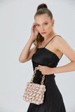 Quilted Satin Handbag - Beige