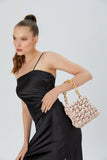 Quilted Satin Handbag - Beige