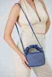 Satin Diamante Camera Bag - Blue