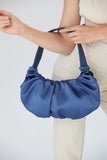 Pleated Satin Shoulder Bag - Blue