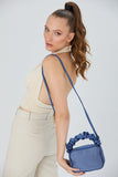 Satin All Over Diamante Camera Bag - Blue