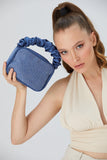 Satin All Over Diamante Camera Bag - Blue