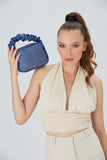 Satin All Over Diamante Camera Bag - Blue