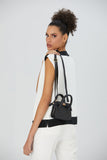 Mini Vegan Leather Crossbody Bag - Black