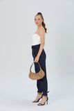 Pleated Vegan Leather Shoulder Bag - Nude