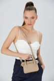 Mini Vegan Leather Crossbody Bag - Beige