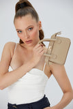 Mini Vegan Leather Crossbody Bag - Beige