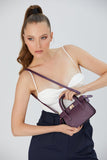 Mini Vegan Leather Crossbody Bag - Plum
