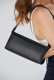 Vegan Leather Shoulder Bag - Black