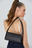 Vegan Leather Shoulder Bag - Black