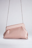 Asymmetrical Satin Clutch Bag - Nude