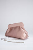 Asymmetrical Satin Clutch Bag - Nude