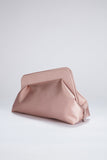 Asymmetrical Satin Clutch Bag - Nude