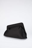 Asymmetrical Satin Clutch Bag - Black