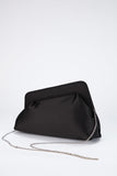Asymmetrical Satin Clutch Bag - Black
