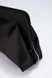 Asymmetrical Satin Clutch Bag - Black